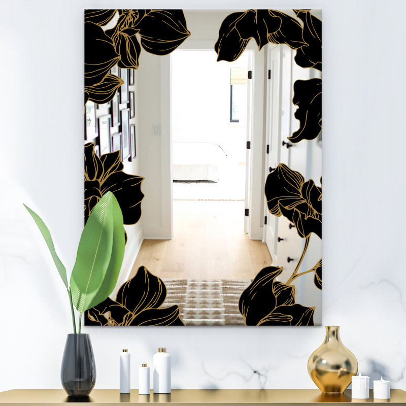 Bless international Botanical Obsidian Floral Glam Frameless Bathroom ...